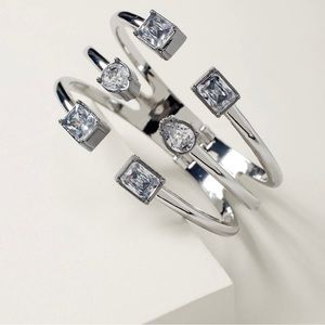 NWT WHBM Hematite & Cubic Zirconia Cuff Bracelet